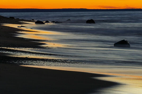Lake Superior shoreline at sunset, Pictured Rocks National Lakeshore, Upper Peninsula
