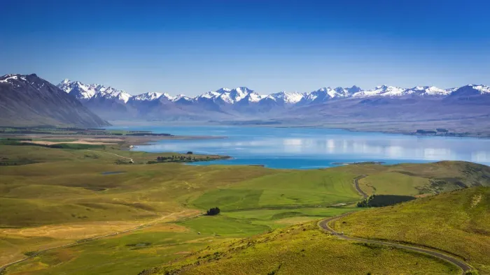 Framed Print : Lake Tekapo and the Southern Alps from the summit of Mt. John, Canterbury, South Island