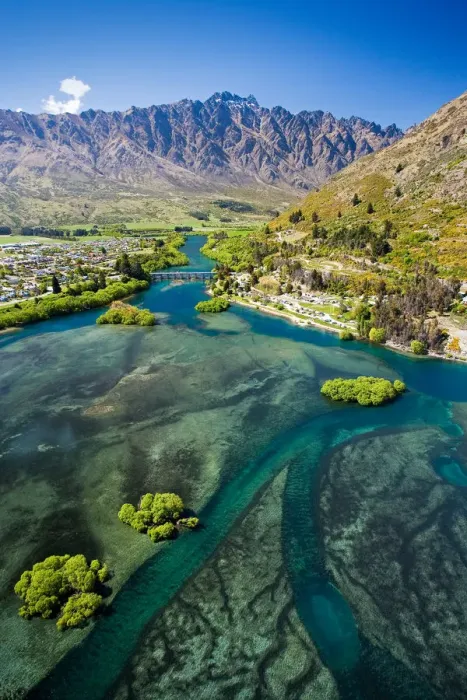 Framed Print : Lake Wakatipu, Kawarau River, and The Remarkables, Queenstown, South Island, New