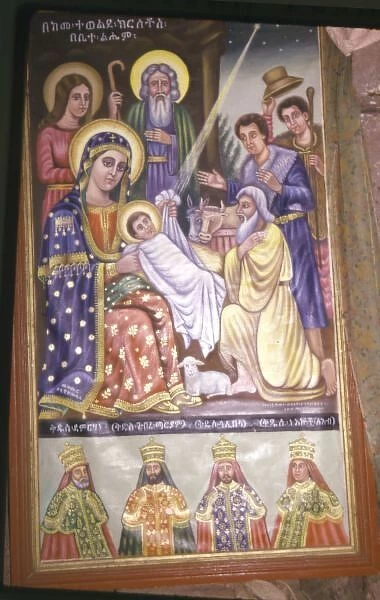 Lalibela, Magi visit Christ child. Christian icon. ETHIOPIA. NOTE: This image avail