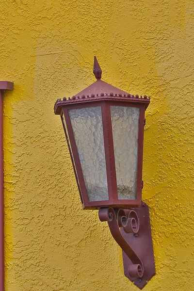 Lamps on colorful building in the Barrio Historic District, Tucson, Arizona
