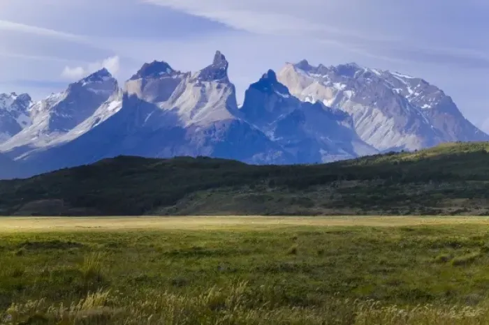 Framed Print : Landscape of Cuernos del Paine with meadow, Torres del Paine National Park, Patagonia Framed Print : Landscape of Cuernos del Paine with meadow, Torres del Paine National Park, Patagonia