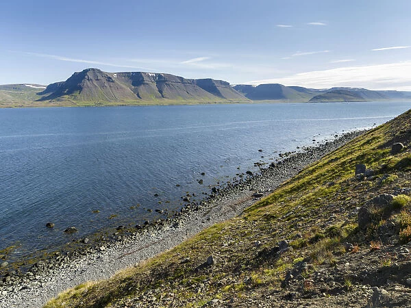 Landscape at fjord Dyrafjordur. The remote Westfjords in northwest Iceland