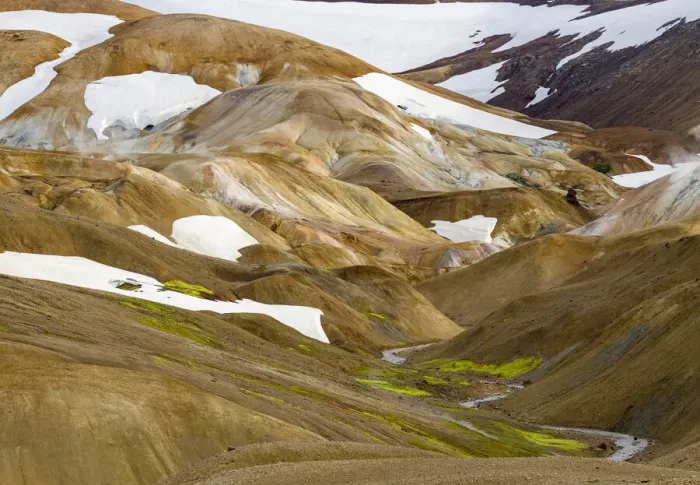 Framed Print : Landscape in the geothermal area Hveradalir in the mountains Kerlingarfjoll in