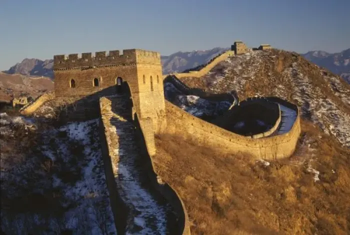 Framed Print : Landscape of Great Wall under sunset, China