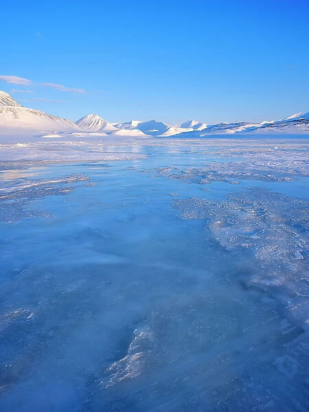 Landscape in Gronfjorden, Island of Spitsbergen. Arctic region, Scandinavia, Norway, Svalbard