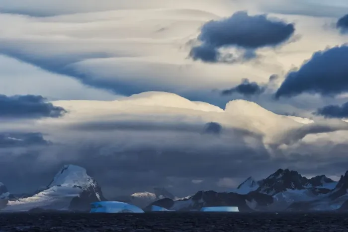 Framed Print : Landscape of iceberg and island in the South Atlantic Ocean, Antarctica