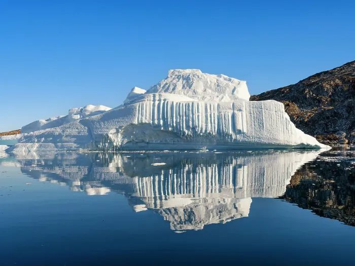 Framed Print : Landscape with icebergs in the Sermilik (Sermiligaaq) Icefjord in East Greenland. Ammassalik, Danish Territory
