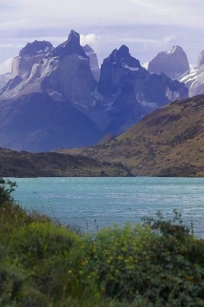 Landscape of Lago Pehoe with Cuernos del Paine, Torres del Paine National Park, Patagonia