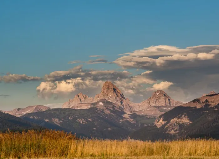 Framed Print : Landscape of Mt. Owen, Grand Teton and Middle Teton from Driggs, Idaho