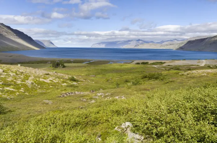 Framed Print : Landscape near Arnarfjordur fjord. The remote Westfjords (Vestfirdir) in northwest Iceland