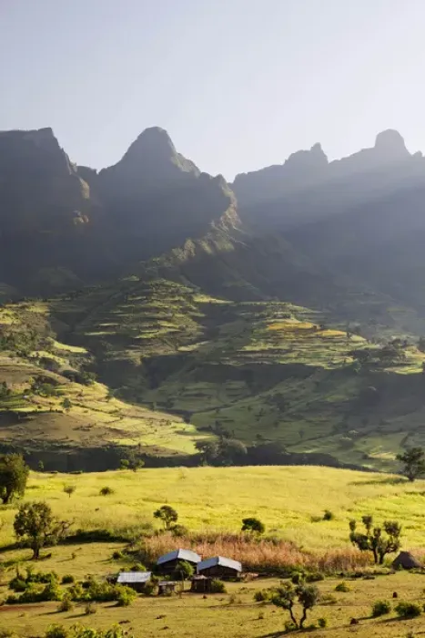 Framed Print : Landscape near the Escarpment of the Semien Mountains, Ethiopia