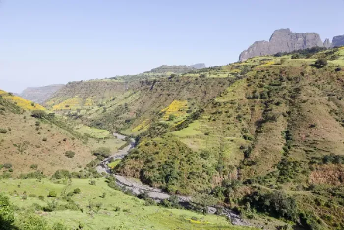 Framed Print : Landscape near the Escarpment of the Semien Mountains, Ethiopia