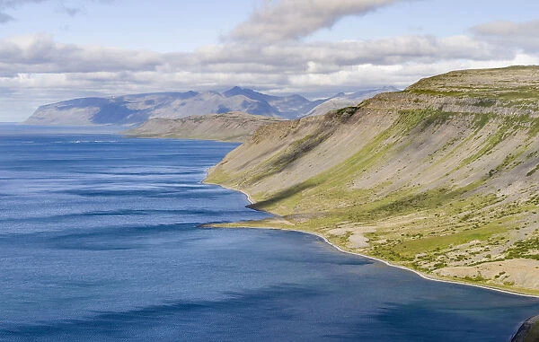 Landscape near fjord. The remote Westfjords in northwest Iceland