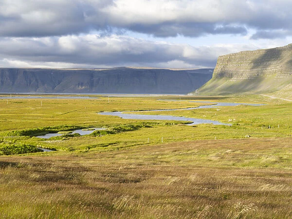 Landscape near Hnjotur at Fjord Patreksfjordur The remote Westfjords in northwest Iceland