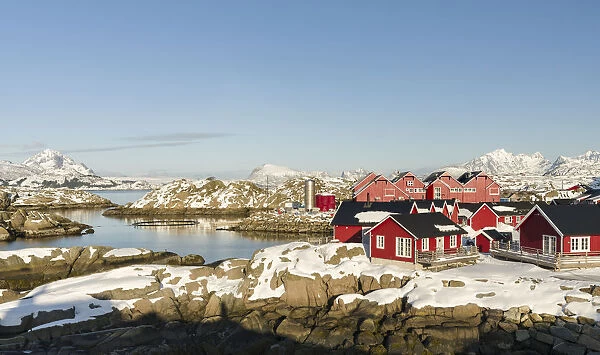 Landscape near Mortsund, island Vestvagoy. The Lofoten islands in northern Norway during winter