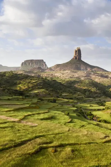 Framed Print : Landscape in the province Tigray, northern Ethiopia. During and after the rainy season