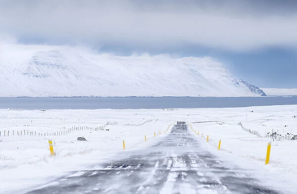 Landscape in Skagafjoerdur during winter, Iceland