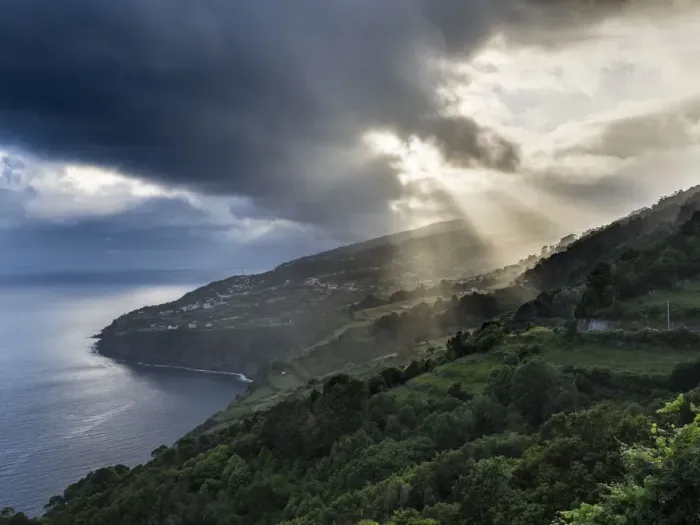 Framed Print : Landscape on the southern coast near Ribeira Seca. Sao Jorge Island in the Azores Framed Print : Landscape on the southern coast near Ribeira Seca. Sao Jorge Island in the Azores