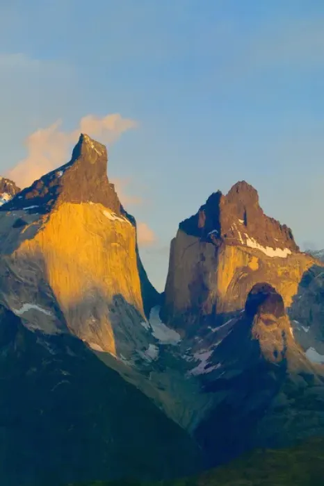 Framed Print : Landscape of Torres del Paine and Cuerno del Paine at sunrise, Patagonia, Chile