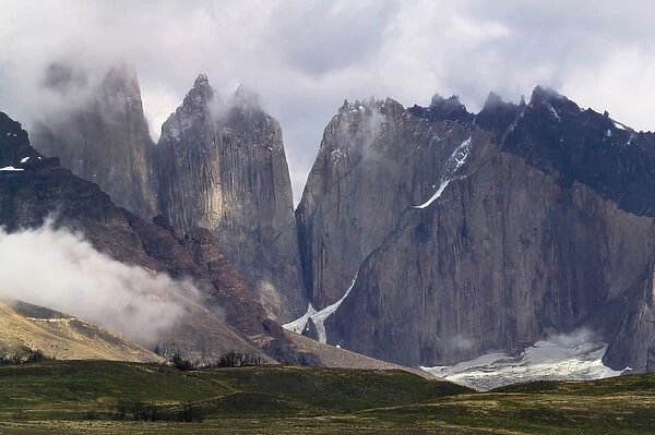 Landscape of Torres del Paine in mist, Patagonia, Chile