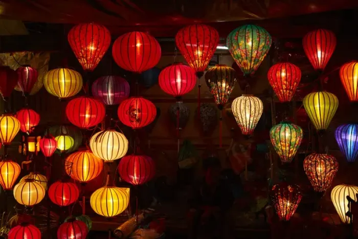 Framed Print : Lantern shop at night, Hoi An (UNESCO World Heritage Site), Vietnam