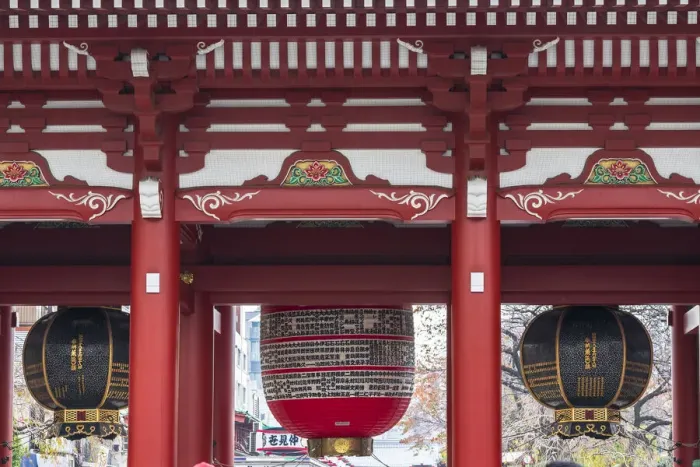 Framed Print : Lanterns hanging from a gate to the entrance of the Buddhist Temple Framed Print : Lanterns hanging from a gate to the entrance of the Buddhist Temple