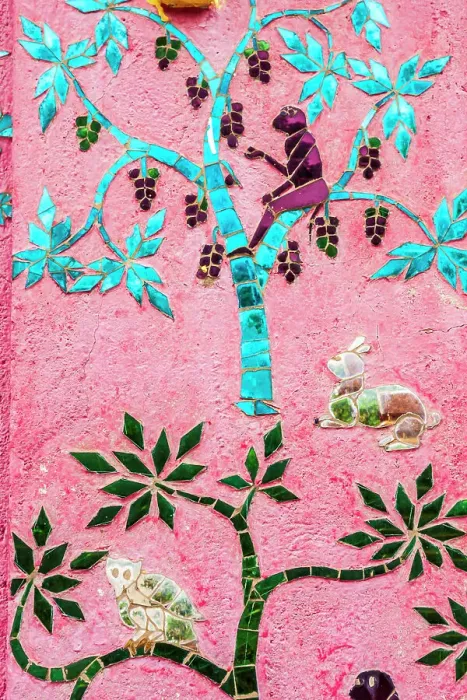 Framed Print : Laos, Luang Prabang. Mosaic mural depicting a monkey in a fruit tree Framed Print : Laos, Luang Prabang. Mosaic mural depicting a monkey in a fruit tree