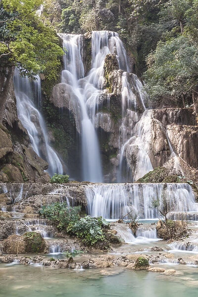 Laos, Luang Prabang. Tat Kuang Si Waterfall