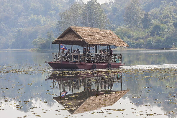 Laos, Sainyabuli. Elephant Conservation Center water shuttle on Nam Tien Reservoir