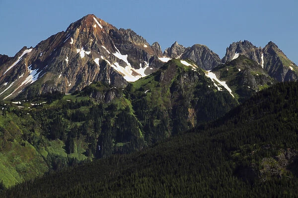 Larabee Mountain and Border Peak from Heather Meadows Visitor Center, Mount Baker