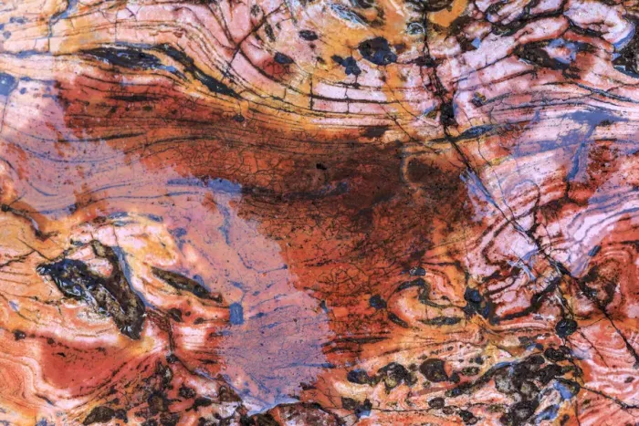 Framed Print : Large, naturally polished rock with lichen. Lower Deschutes River, Central Oregon, USA