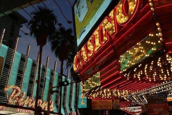 Las Vegas, Nevada, United States. Neon casinos on Freemont Street