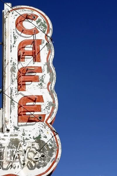 Las Vegas, New Mexico, United States. Vintage cafe sign