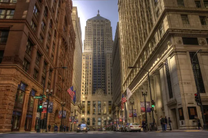 Framed Print : LaSalle street in downtown Chicago Illinois Framed Print : LaSalle street in downtown Chicago Illinois