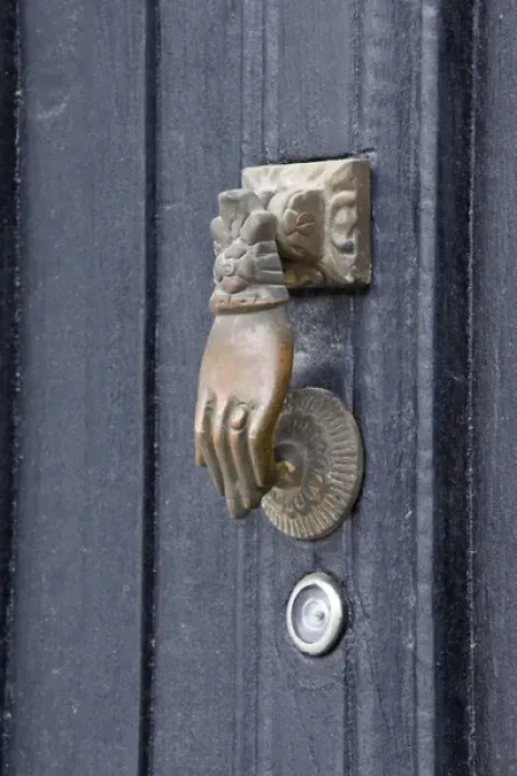 Framed Print : Latin America, Guatemala, Antigua, Door Knocker on Colonial House