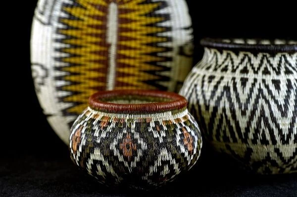 Latin America, Panama, Panamanian arts & crafts. Traditional Embera Indian baskets