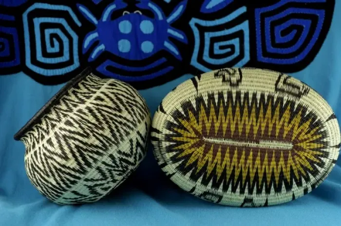 Framed Print : Latin America, Panama, Panamanian arts & crafts. Traditional Embera Indian baskets