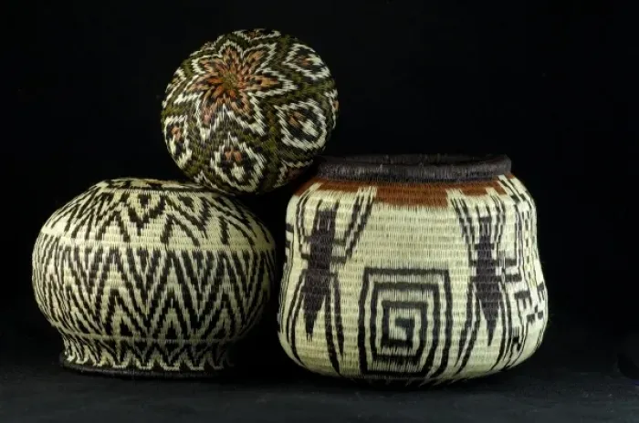 Framed Print : Latin America, Panama, Panamanian arts & crafts. Traditional Embera Indian baskets