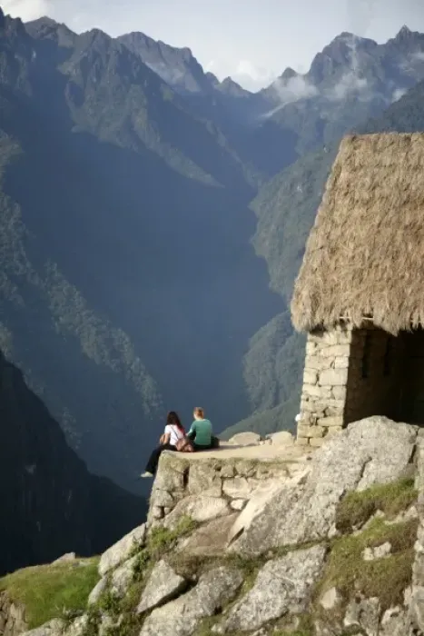 Framed Print : Latin America, Peru, Machu Picchu. The Gatehouse overlooking the citadel