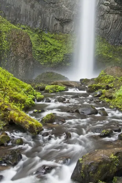 Framed Print : Latourell Falls and Creek; Columbia Gorge; Oregon; USA