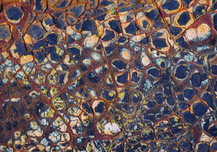 Framed Print : Layers of worn auto paint abstract