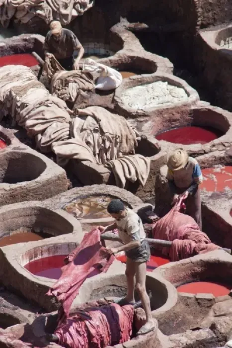 Framed Print : Leather dyeing vats, Fes medina, Morocco Framed Print : Leather dyeing vats, Fes medina, Morocco