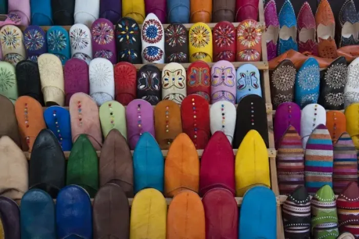 Framed Print : Leather slippers Medina Fes, Middle Atlas, Morocco Framed Print : Leather slippers Medina Fes, Middle Atlas, Morocco