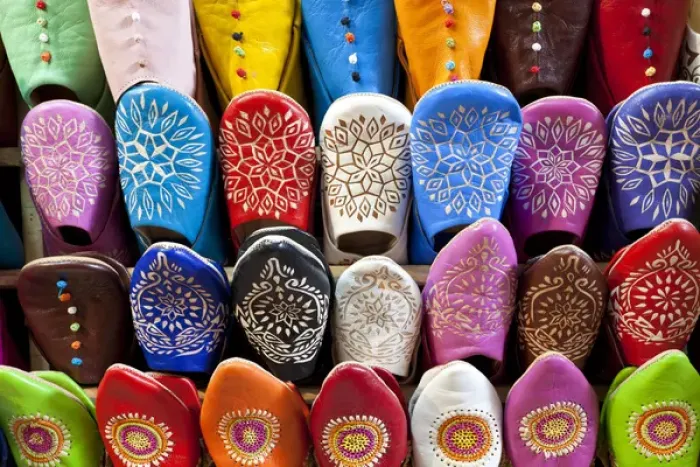 Framed Print : Leather slippers for sale in the Souk, Marrakech (Marrakesh), Morocco Framed Print : Leather slippers for sale in the Souk, Marrakech (Marrakesh), Morocco