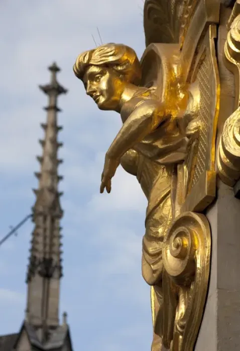 Framed Print : LEIPZIG18495-2012-BARTRUFF. CR2 - Gold- gilded statuary decorates the exterior of Framed Print : LEIPZIG18495-2012-BARTRUFF. CR2 - Gold- gilded statuary decorates the exterior of