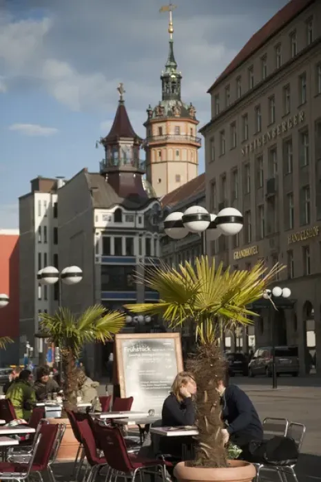 Framed Print : LEIPZIG19027-2012-BARTRUFF. CR2 - Historic towers in the heart of Leipzig, Germany