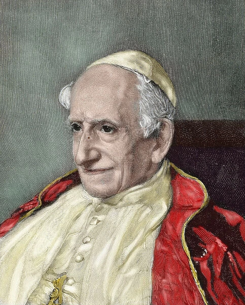 Leo XIII (1810-1903). Italian Pope (1878-1903), named Vincenzo Gioacchino Pecci. Engraving