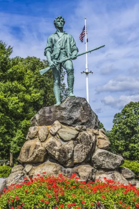 Framed Print : Lexington Minute Man Patriot Statue, Lexington Battle Green, Massachusetts