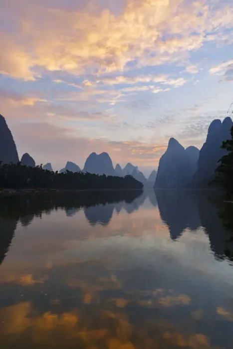 Framed Print : Li River at sunrise, near Xingping, China Framed Print : Li River at sunrise, near Xingping, China